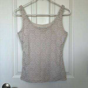 WHBM lace lined tank in creamy beige. Size XS